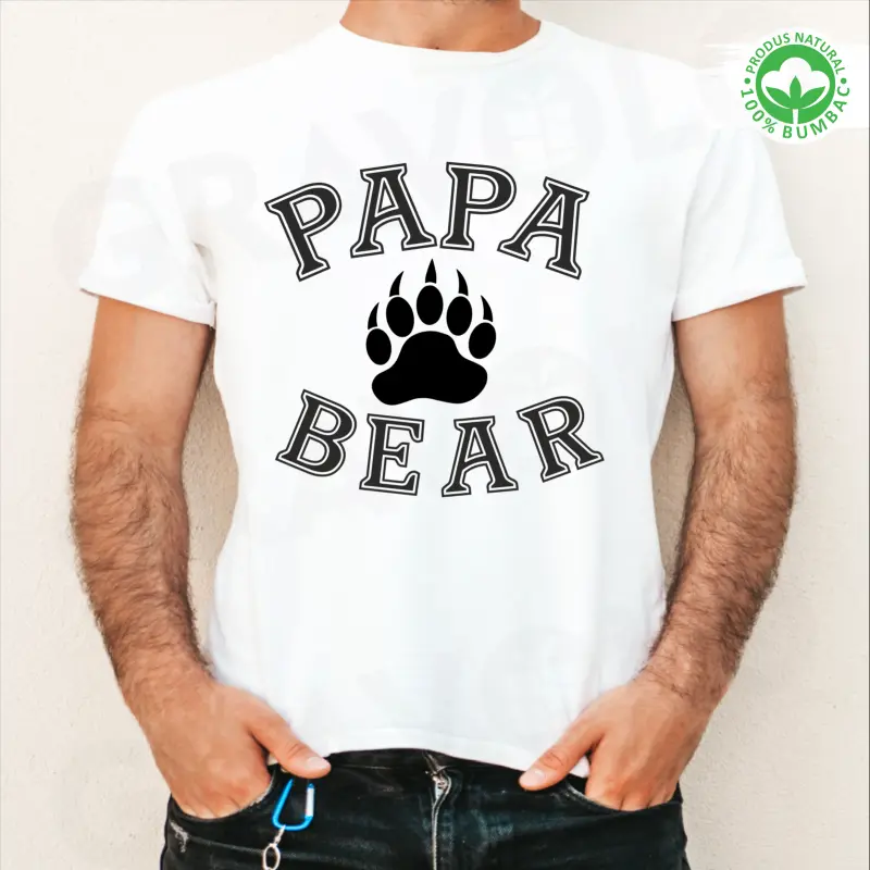 Tricou alb personalizat: "Papa Bear" (barbat) [1]