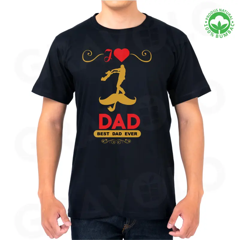 Tricou negru personalizat "I Love Dad. Best dad ever" [1]
