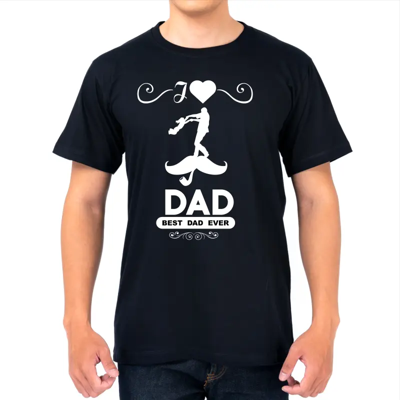 Tricou negru personalizat: "I love Dad! Best dad ever!" (barbat) [1]