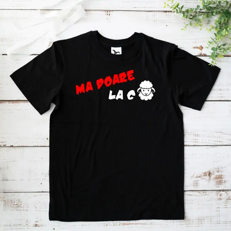 Tricou negru personalizat: "Ma doare la #oaie" (barbat) [1]