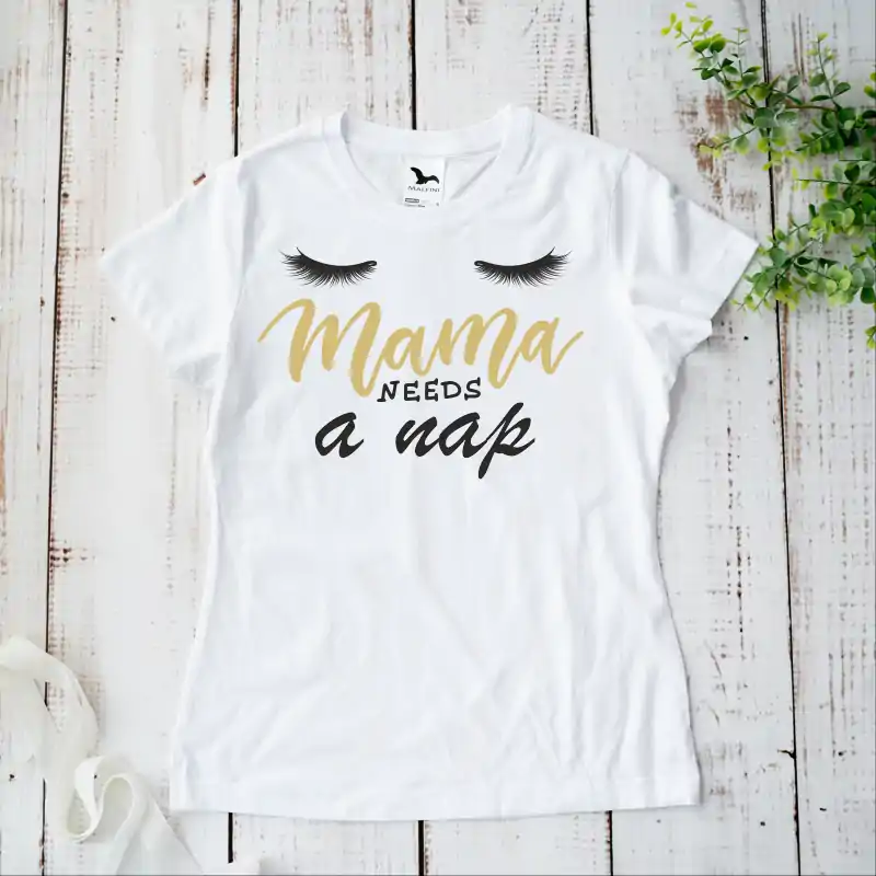 Tricou negru personalizat: "mama needs a nap"  [3]