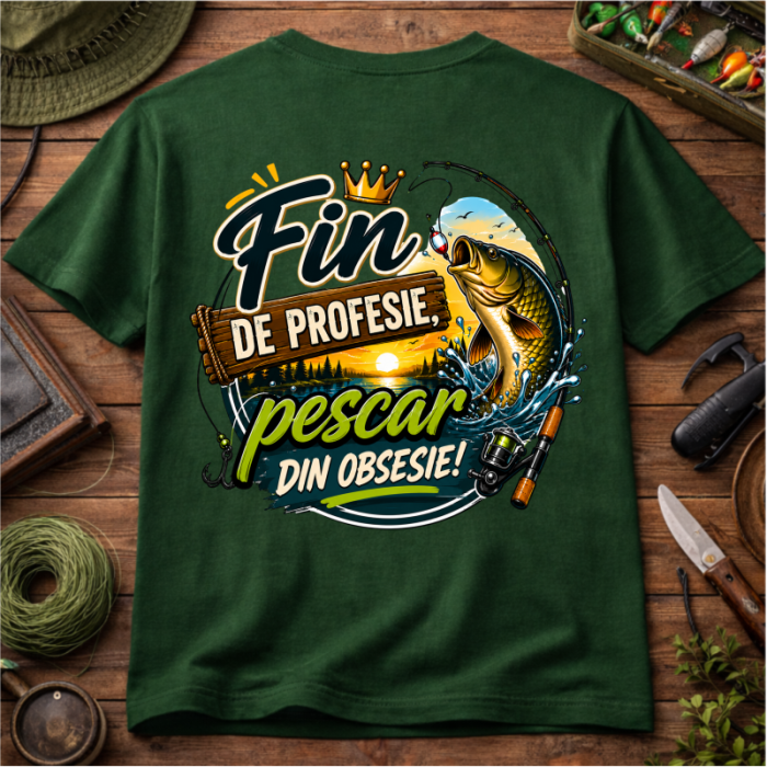 Tricou Personalizat „Fin de Profesie, Pescar din Obsesie” cu Nume – Față și Spate [4]