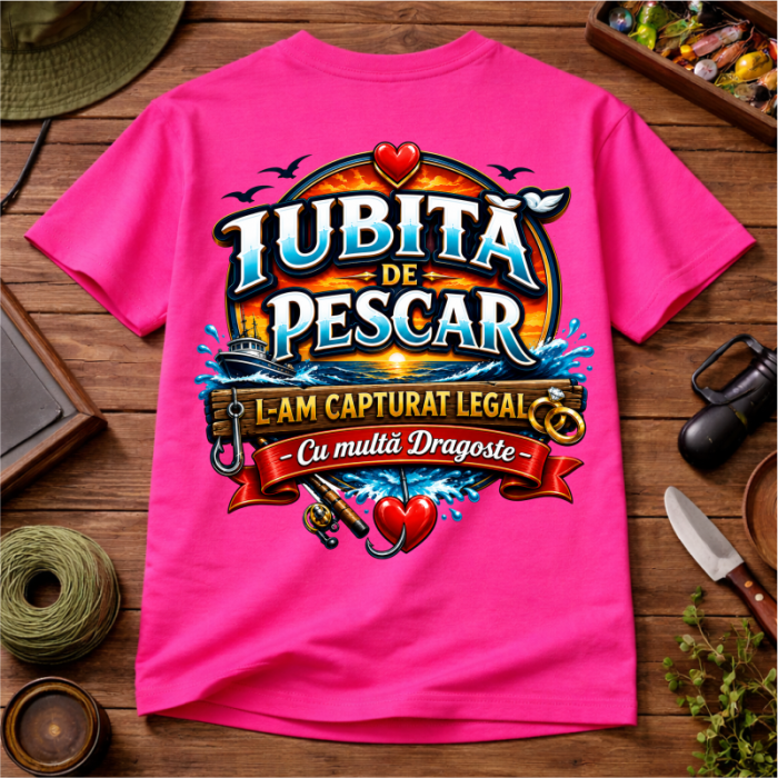 Tricou personalizat „Iubită de pescar” cu nume – cadou pentru iubita pescarului [3]