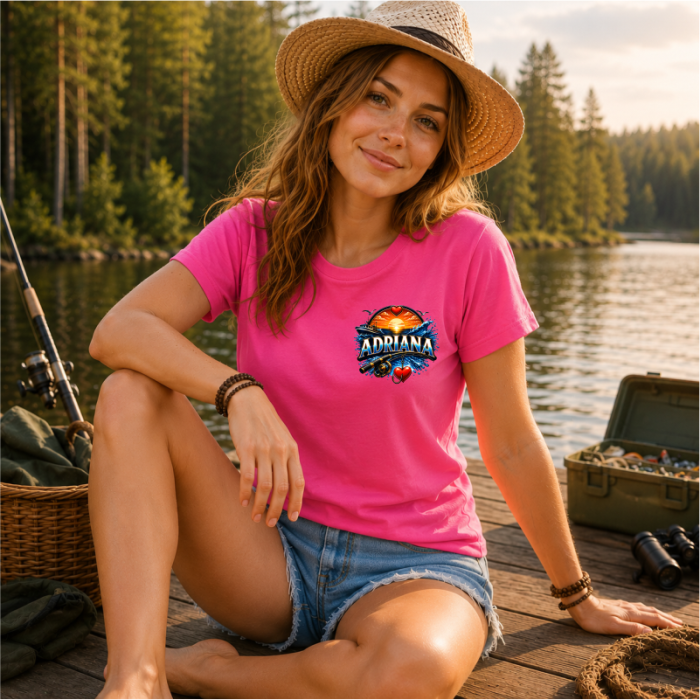 Tricou personalizat „Iubită de pescar” cu nume – cadou pentru iubita pescarului [2]