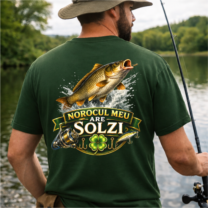 Tricou personalizat „Norocul meu are solzi” cu nume – model crap premium [3]