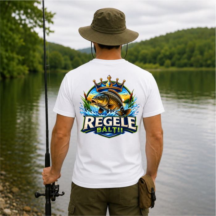 Tricou Personalizat pentru Pescari „Regele Bălții” cu Nume – Față și Spate [3]