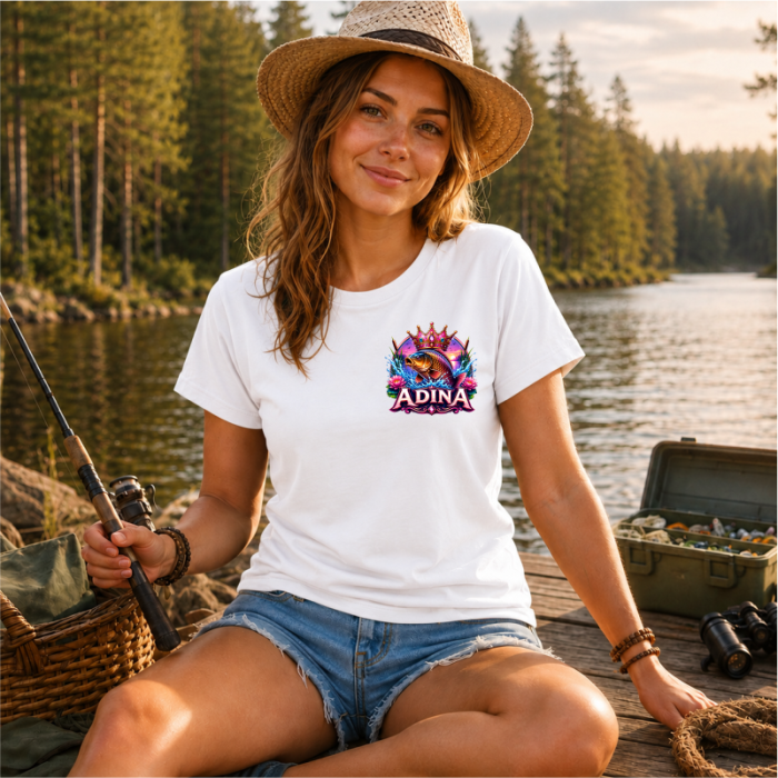 Tricou Personalizat pentru Pescărițe „Regina Bălții” cu Nume – Față și Spate [2]