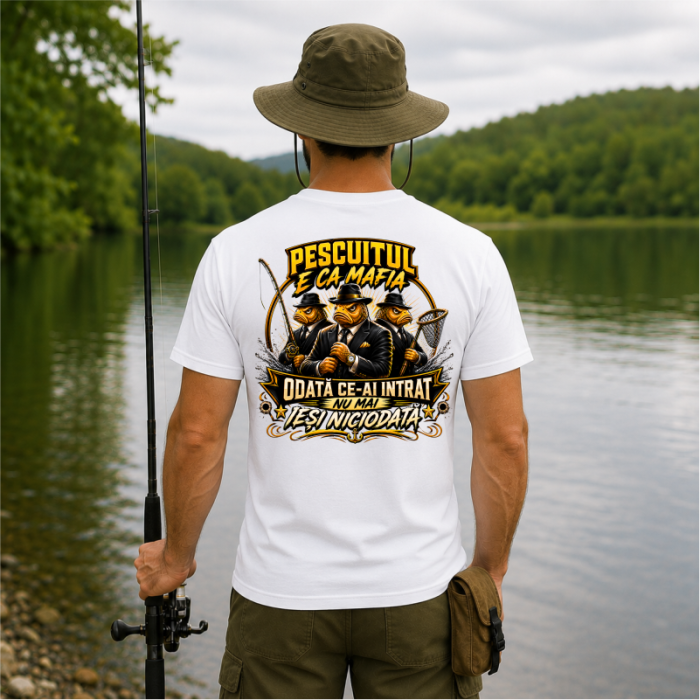 Tricou personalizat „Pescuitul e ca mafia” cu nume – tricou amuzant pescari [8]