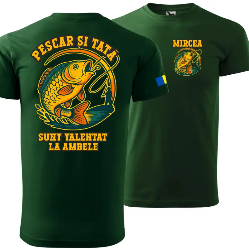 Tricou Pescar şi Tata – Sunt Talentat la Ambele, cadou haios pentru pescari şi taţi – Gravolo.ro [2]