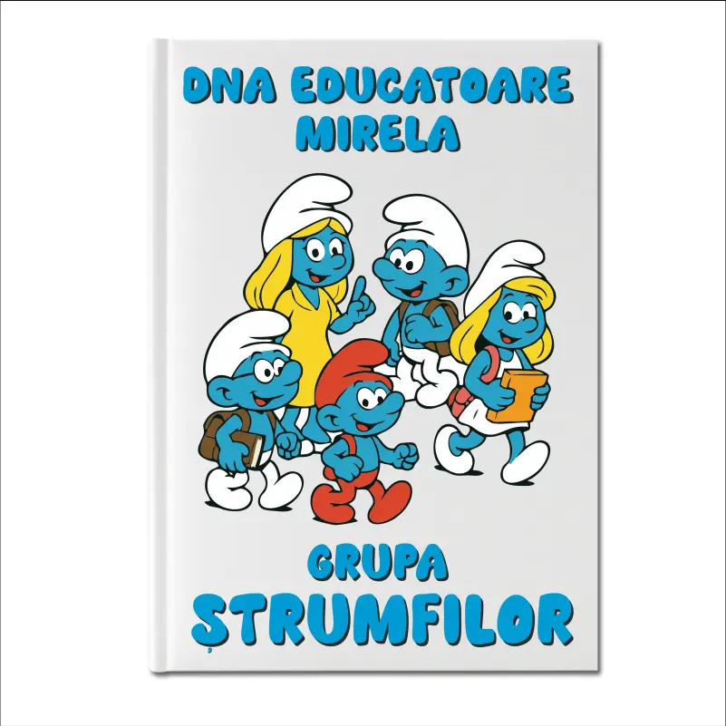 Cadouri Aniversare - agenda-alba-personalizata-grupa-strumfilor
