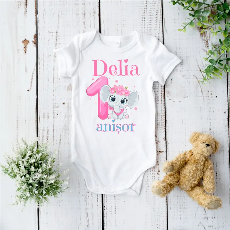 Evenimente - Body-aniversar-pentru-bebe-personalizat-cu-nume-model-Elefantel-fetita-1