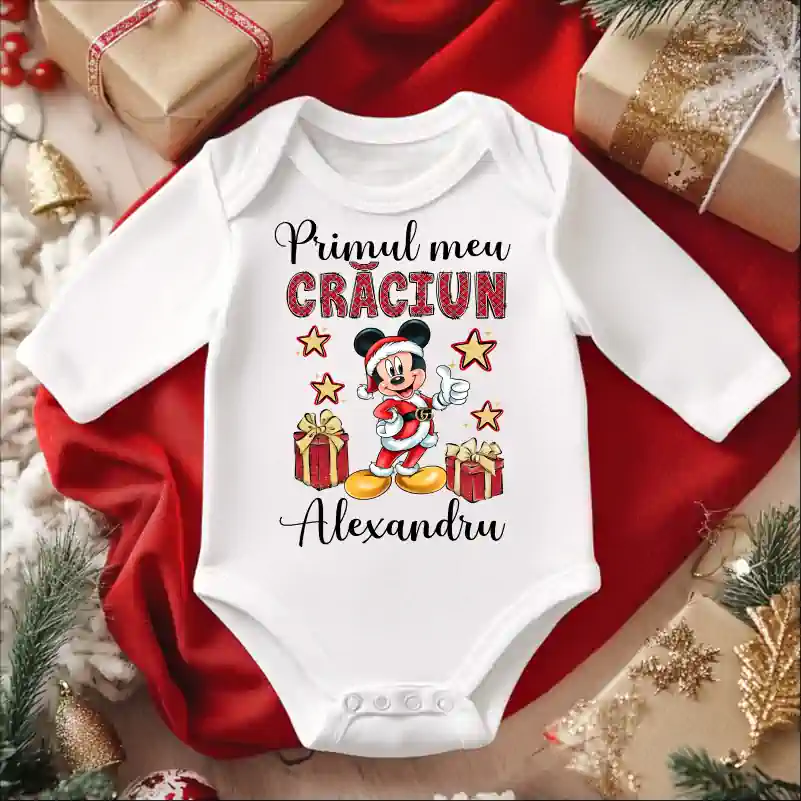 Body-bebe-Craciun-personalizat-cu-nume-model-Primul-meu-Craciun-Mickey [2]