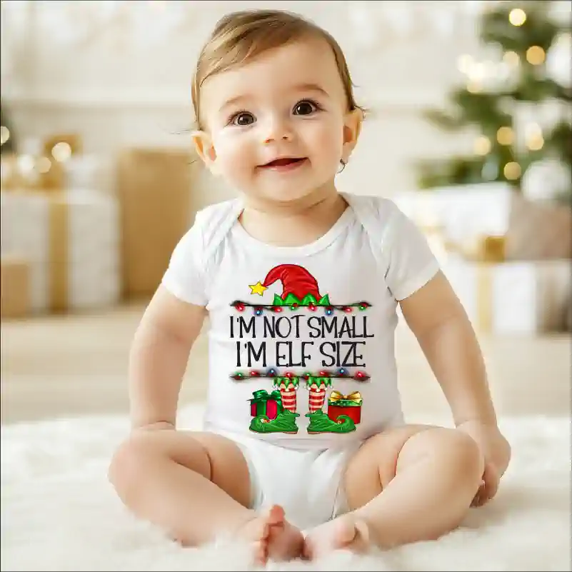 Cadouri de Craciun - Body-bebe-pentru-Craciun-model-Im-not-small-Im-elf-size