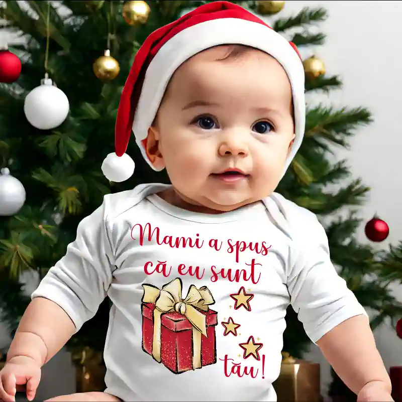 Cadouri de Craciun - Body-bebe-pentru-Craciun-personalizat-cu-textul-Mami-a-spus-ca-eu-sunt-cadoul-tau-1