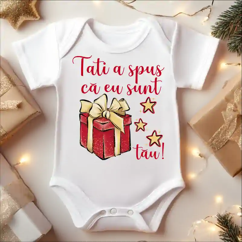 Cadouri de Craciun - Body-bebe-pentru-Craciun-personalizat-cu-textul-Tati-a-spus-ca-eu-sunt-cadoul-tau