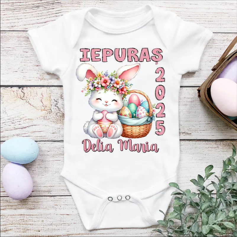 Cadouri de Paște - Body-bebe-personalizat-cu-nume-model-Iepuras-fetita