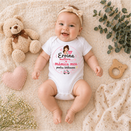 Body bebelusi personalizate - Body-bebe-personalizat-Eroina-mea-mămica-mea-pentru-totdeauna