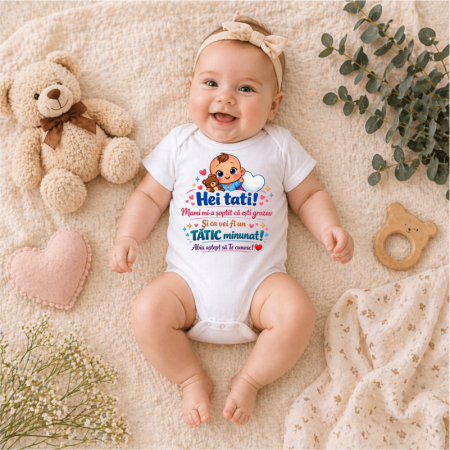 Cadouri Aniversare - Body-bebe-personalizat-Hei-tati-Abia-aștept-să-te-cunosc