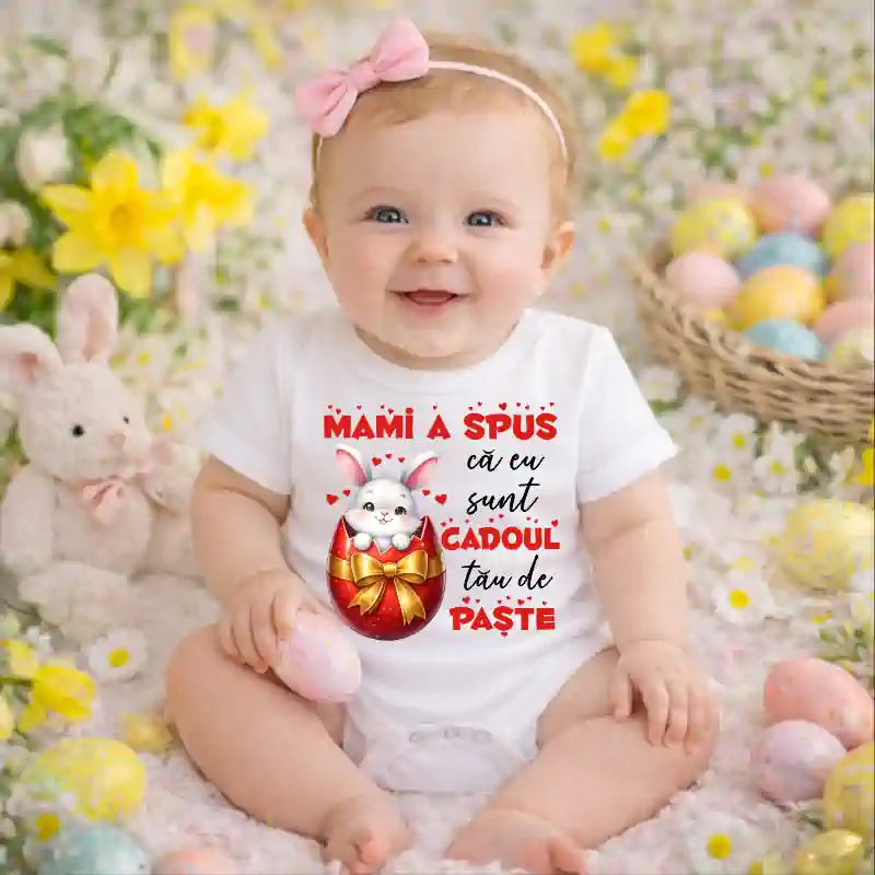 Ocazii - Body-bebe-personalizat-Mami-a-spus-că-eu-sunt-cadoul-tău-de-Paste