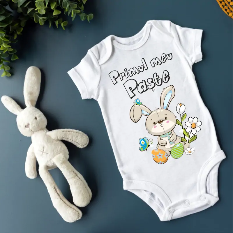 Cadouri de Paște - Body-bebe-personalizat-model-Primul-meu-Paste-iepuras-simpatic-1