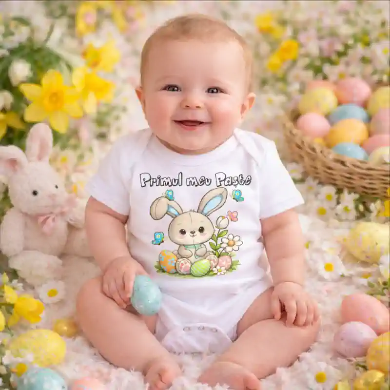 Ocazii - Body-bebe-personalizat-model-Primul-meu-Paste-iepuras-simpatic-1