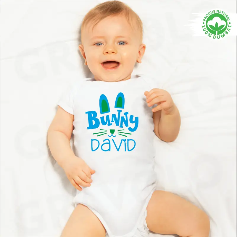 Cadouri de Paște - Body bebe personalizat paste: "Bunny David"