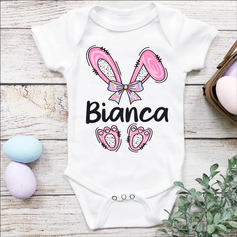 Cadouri de Paște - Body-Bebelus-Iepuras-Roz-Personalizat-cu-Nume