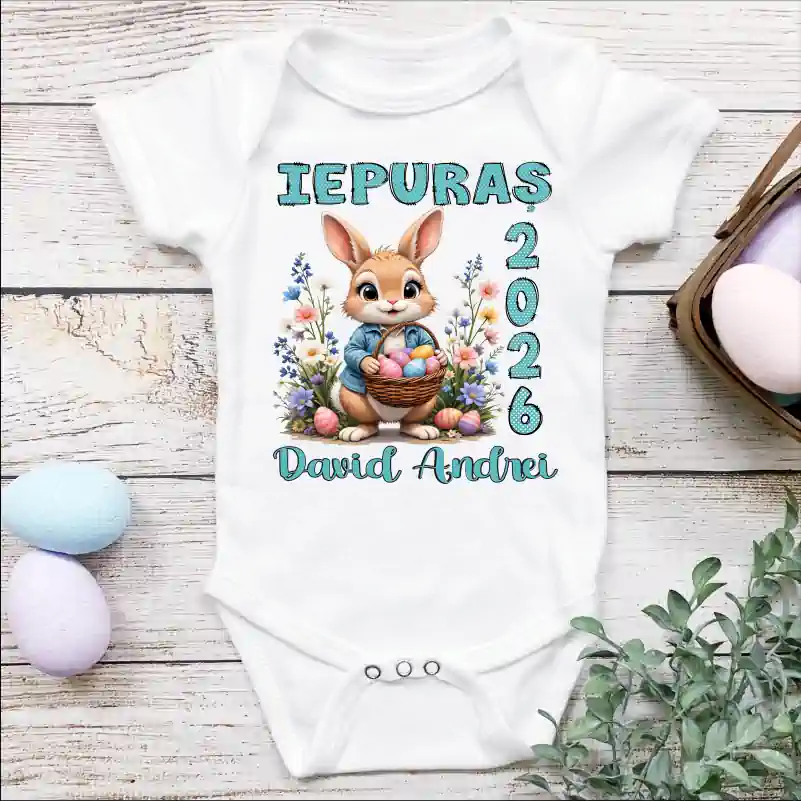 Ocazii - Body-bebe-personalizat-Paste-model-Iepuras-Albastru