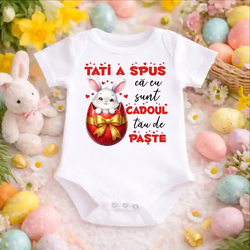 Ocazii - Body-bebe-personalizat-Tati-a-spus-că-eu-sunt-cadoul-tău-de-Paste