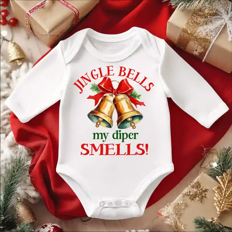 Cadouri de Craciun - Body-bebelusi-pentru-Craciun-model-amuzant-Jingle-bells-my-diaper-smells-1