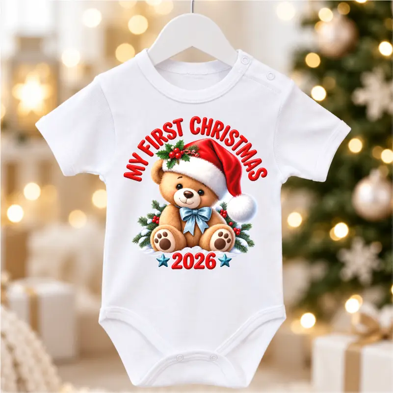 Cadouri de Craciun - Body-pentru-bebe-personalizat-cu-tematica-de-Craciun-model-Baby's-first-Christmas-1