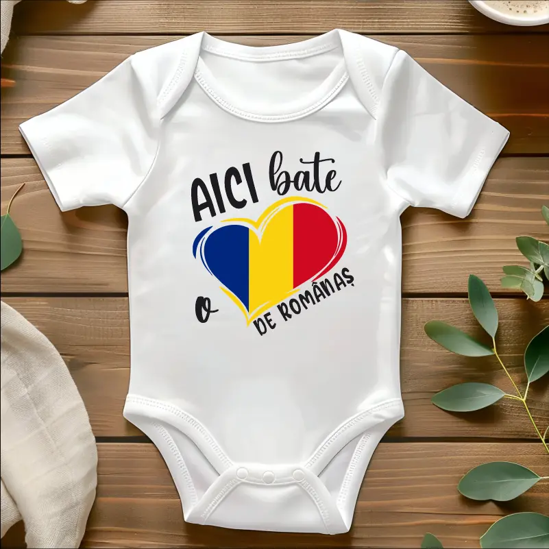 Body bebelusi personalizate - Body-personalizat-Aici-bate-o-Inima-de-Romanas-