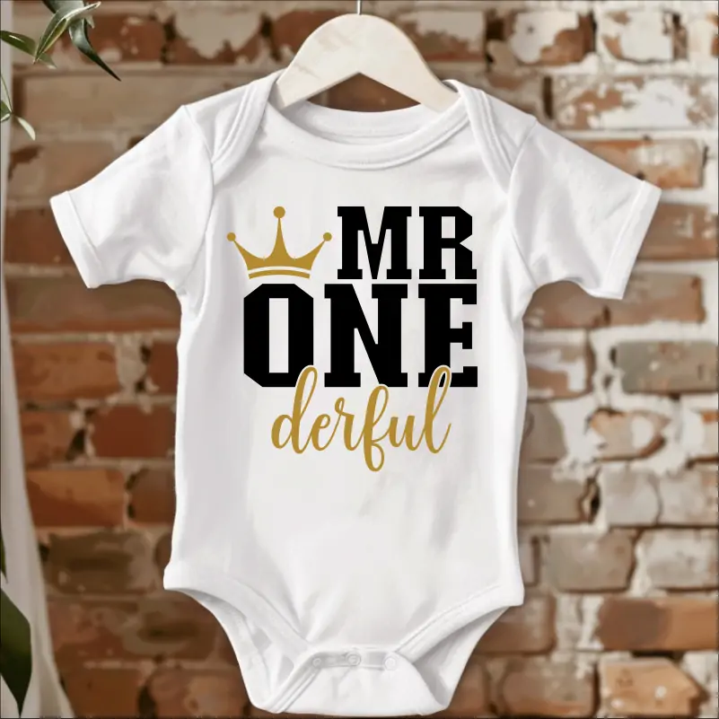 Body bebelusi personalizate - Body-personalizat-1-an-Mr-ONE-derful