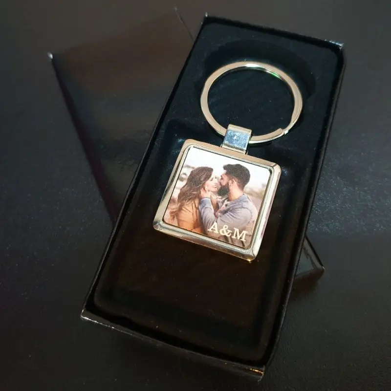 Breloc personalizat cu poza patrat din metal [3]