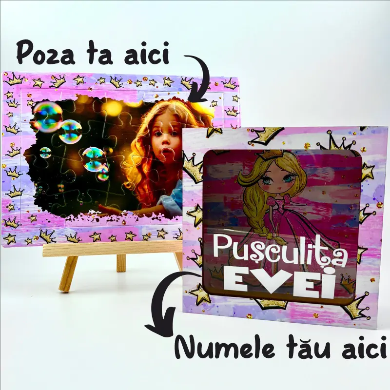 Cadouri personalizate - cadou-fetite-set-pusculita-cu-nume-si-puzzle-personalizat-poza