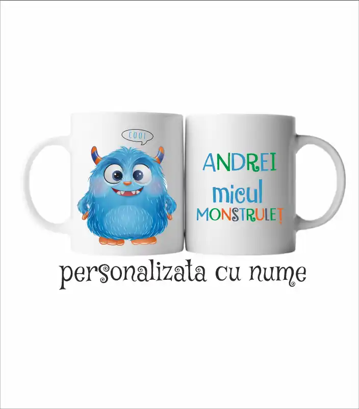 Cana personalizata cu nume pentru baietei model "Monstrulet" [1]