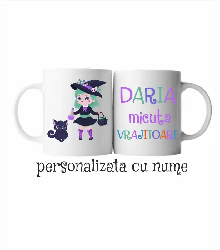Cana personalizata cu nume pentru fetite model "Micuta vrajitoare" [1]