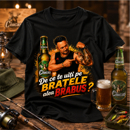 Compleu Personalizat „De ce te uiți pe brațele alea BRABUS?” – Tricou și Pantaloni Scurți | Colecția OUU TATIII [2]
