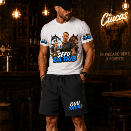 Compleu Personalizat „ȘEFU' DA' TRIB” – Tricou și Pantaloni Scurți | Colecția OUU TATIII [2]