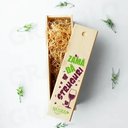 Cutii de vin personalizate - Cutie lemn personalizata pentru sticle "Zama da struguri" 
