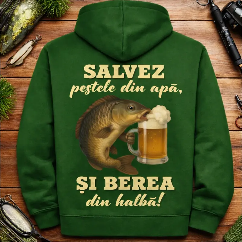 Hanorac Pescuit - Hanorac-personalizat-Salvez-pestele-din-apa-si-berea-din-halba