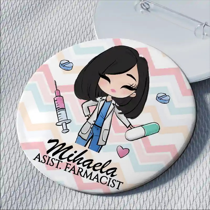 Insigna-Personalizata-Asistent-Farmacist sau-Farmacist-Diverse-Culori-de-Par [2]
