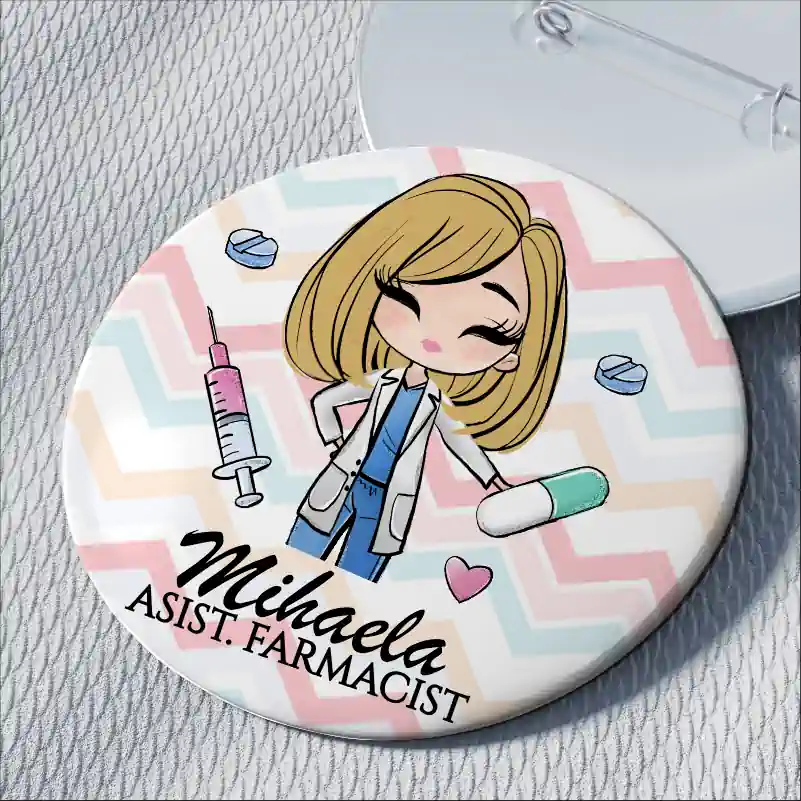 Insigna-Personalizata-Asistent-Farmacist sau-Farmacist-Diverse-Culori-de-Par [4]