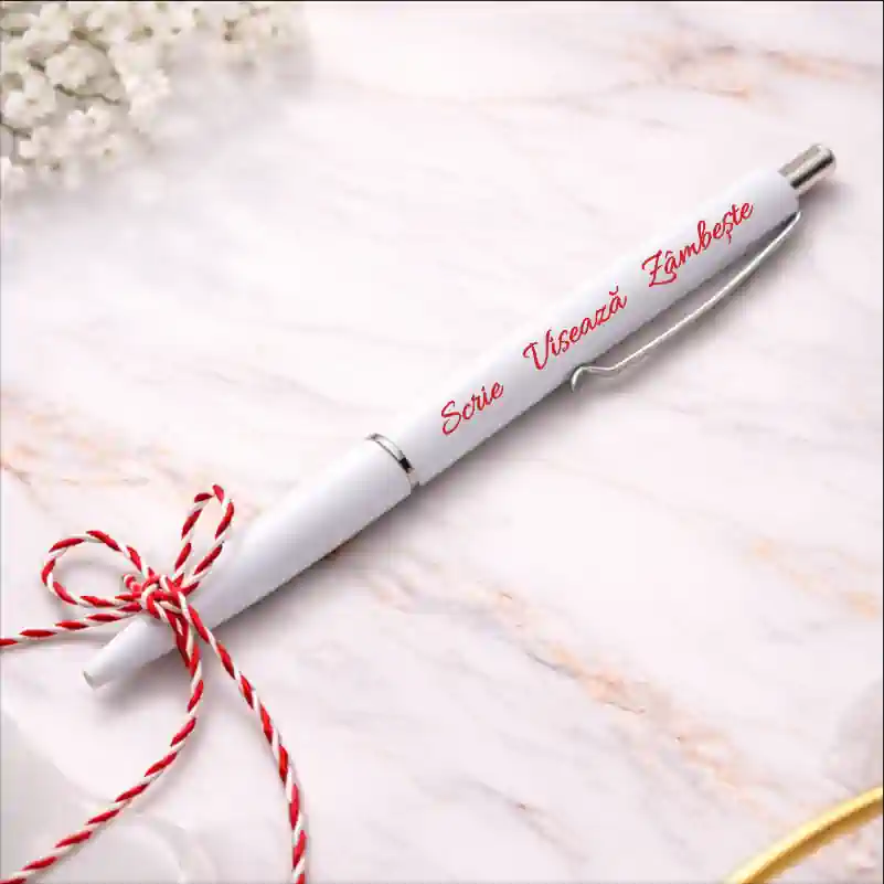 Ocazii - pix-alb-personalizat-martisor-scrie-viseaza-zambeste