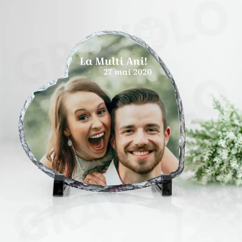 Rama foto personalizata, ardezie (piatra naturala) in forma de inima [1]