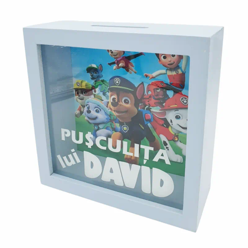 Pusculita bleu personalizata cu nume, model Patrula catelusilor [1]