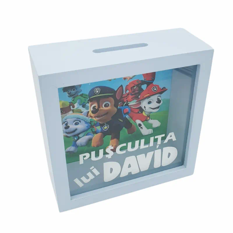 Pusculita bleu personalizata cu nume, model Patrula catelusilor [2]