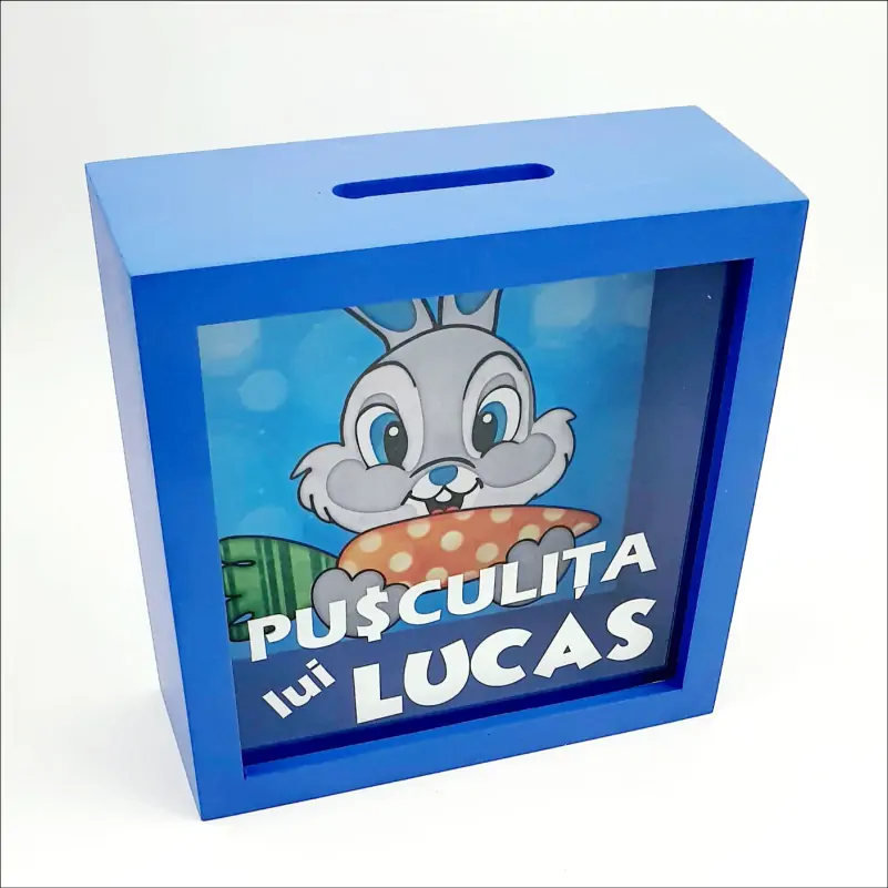 Pusculite personalizate - Pusculita-personalizata-cu-nume-cadou-iepuras-Paste-1