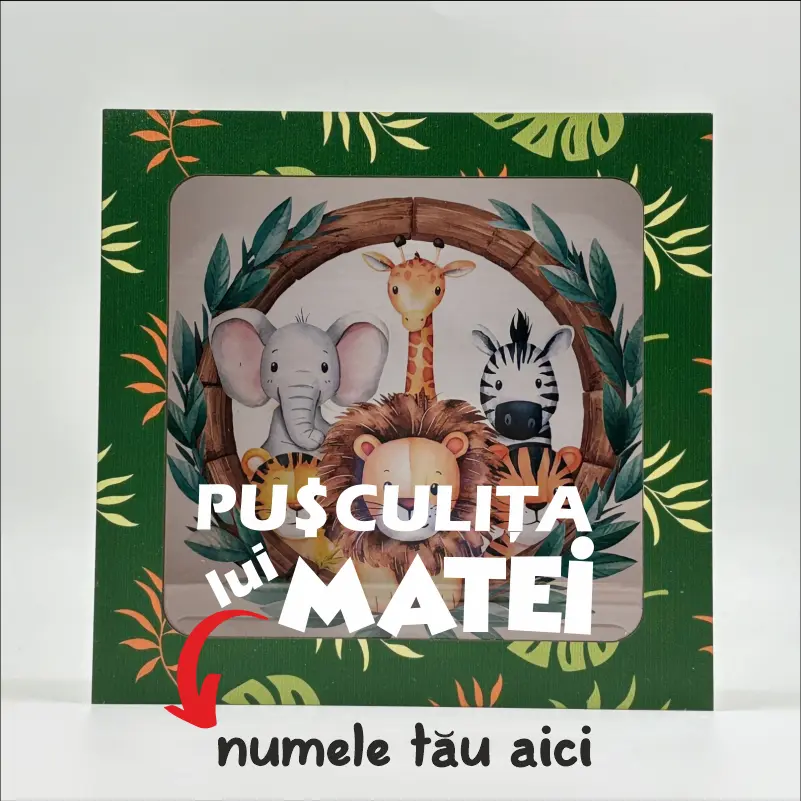 Pusculite personalizate - Pusculita-Safari-personalizata-cu-nume