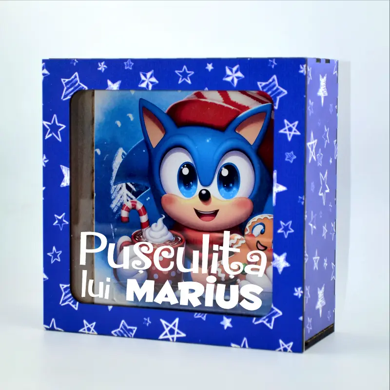 Cadouri de Craciun Pentru Copii - pusculita-personalizata-sonic-de-craciun